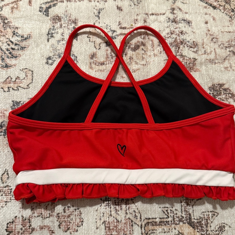 Red Ruffled Sports Bra - Picture 2 of 2